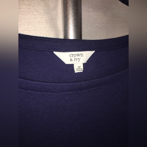 Crown & Ivy | Women’s Navy Blue 100% Cotton Long Sleeve Top - Picture 2 of 7